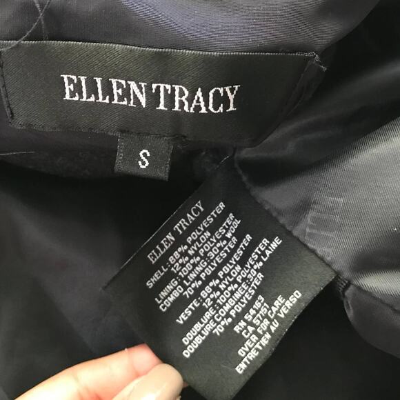 Navy Blue Ellen Tracy Raincoat - Picture 3 of 10